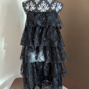 Elegant Black Lace Tiered Dress - Nwt, Sz Large